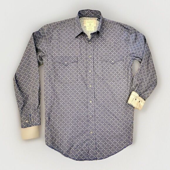 New PANHANDLE Gray Blue Aztec Pearl Snap Shirt Western Cowboycore Coastal Rodeo - Picture 2 of 9